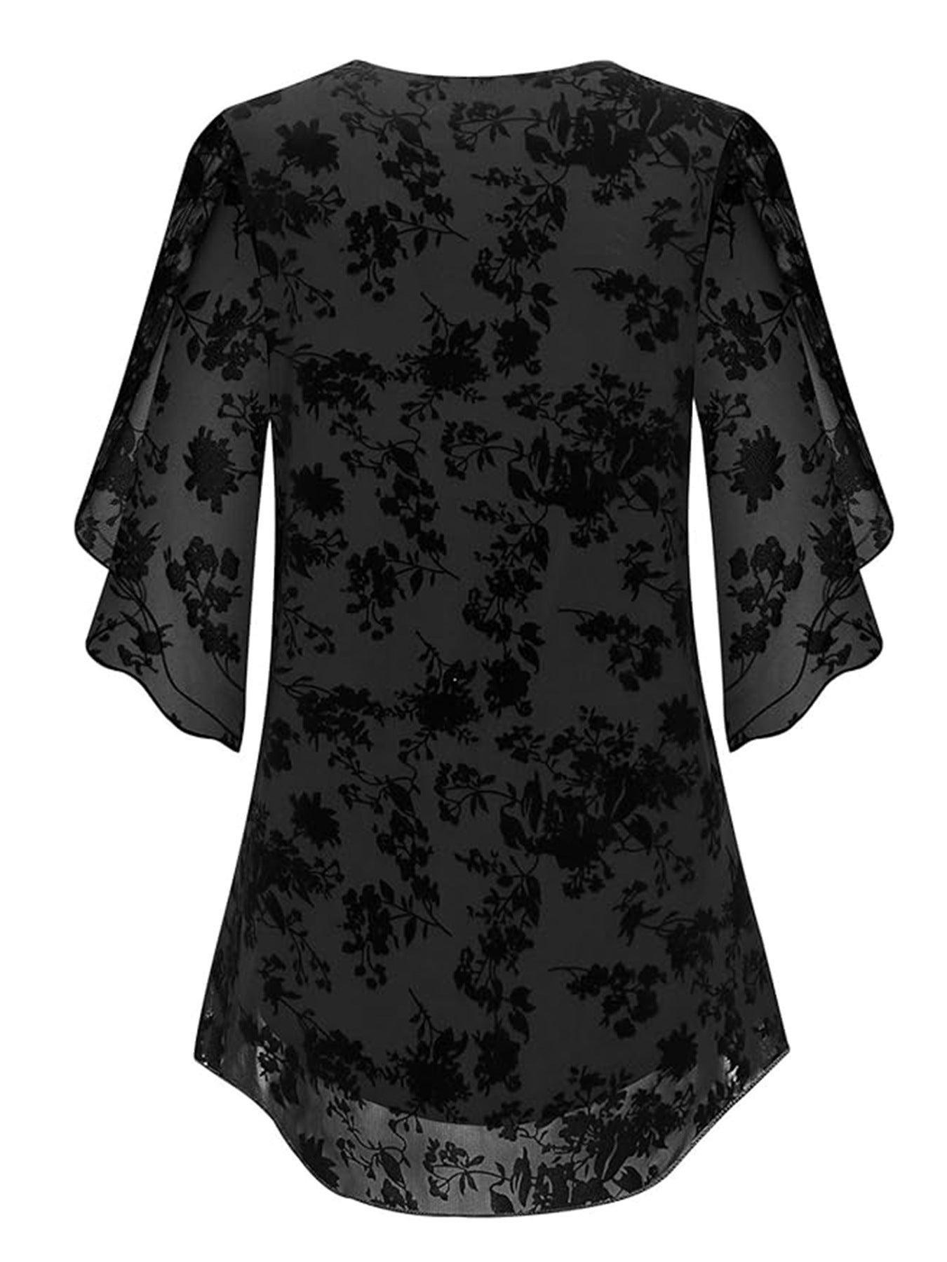 V-Neck Mesh Top mit 3/4-Ärmeln und Taillenschnürung