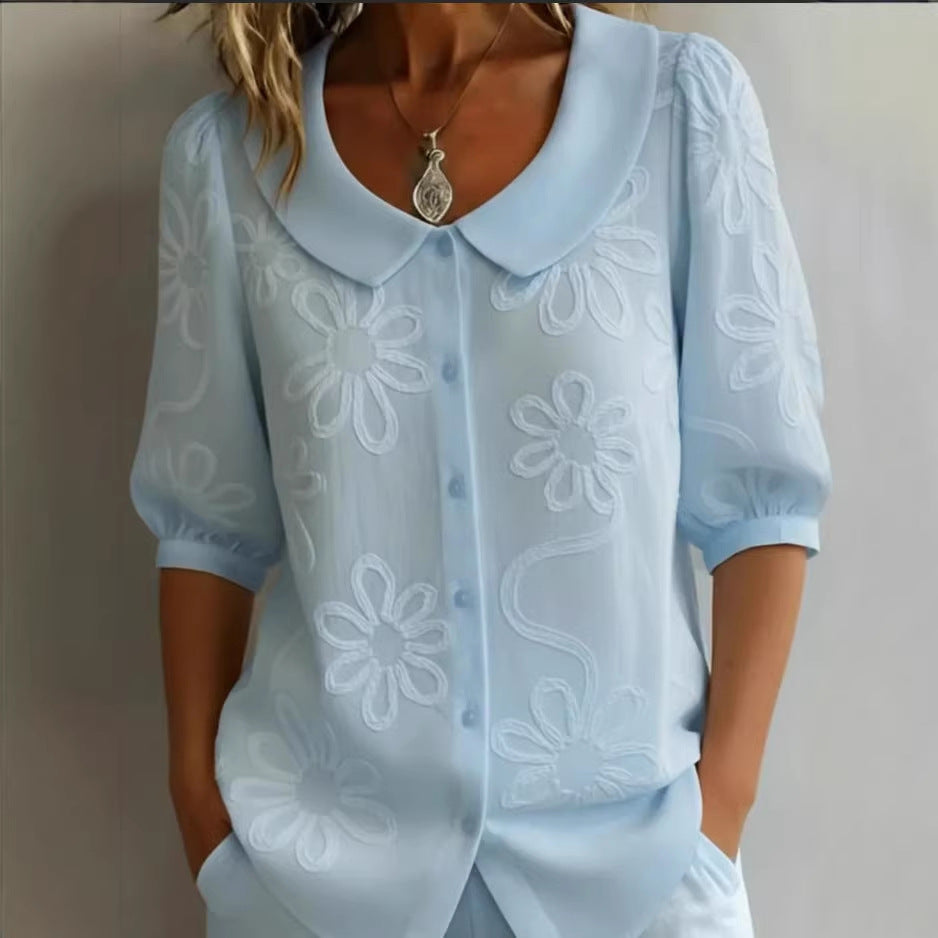 Retro-Bluse mit Blumenstickerei – Bild 8 | LuxeStyle