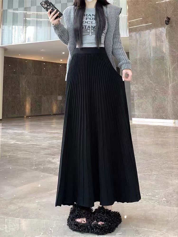 Plissierter Strickrock mit hoher Taille