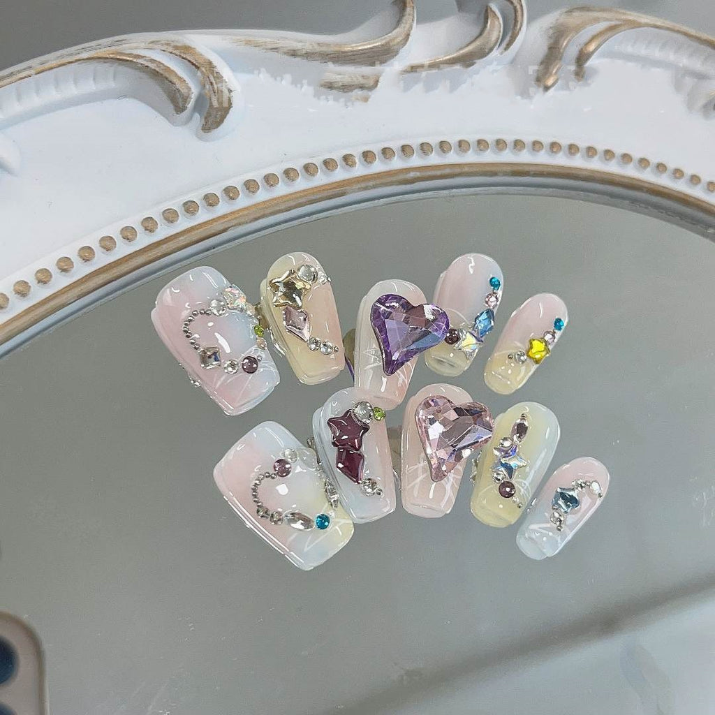 Regenbogen-Patchwork-Diamant-Nagelsticker – Bild 2 | LuxeStyle