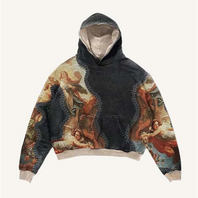 Retro-Hoodie mit Cartoon-Muster