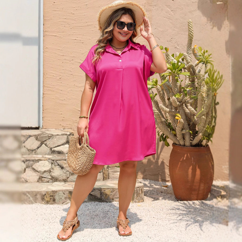 Plissiertes Freizeitkleid mit Revers – Bild 2 | LuxeStyle