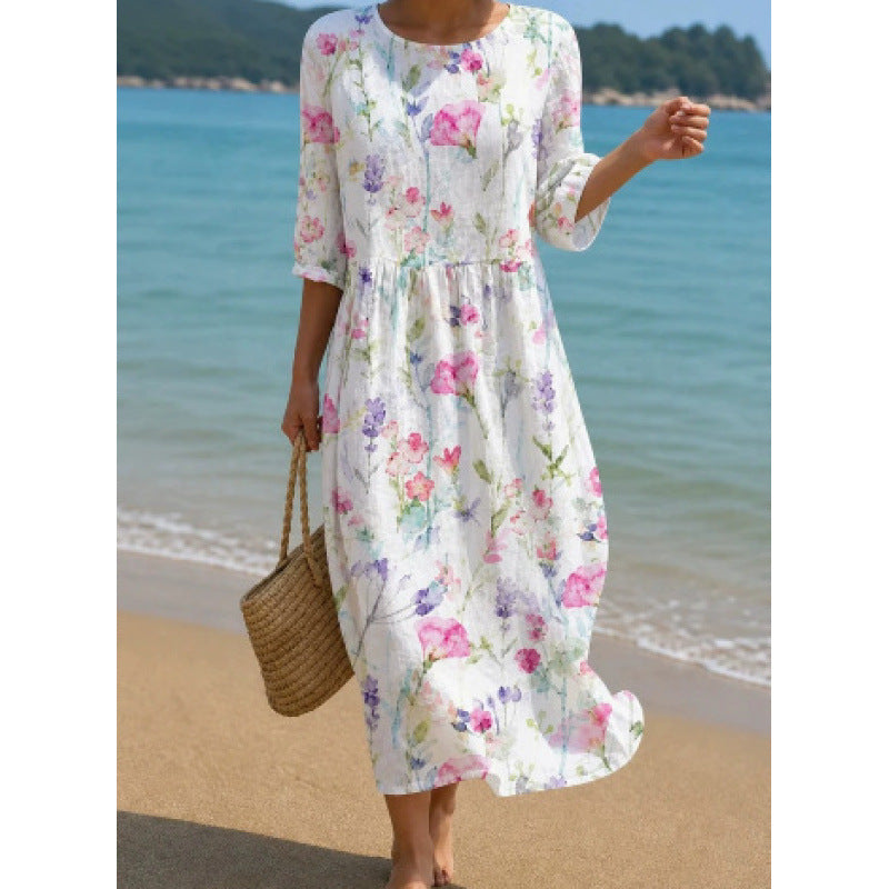 Midi-Kleid mit 3D-Blumenprint – Bild 5 | LuxeStyle