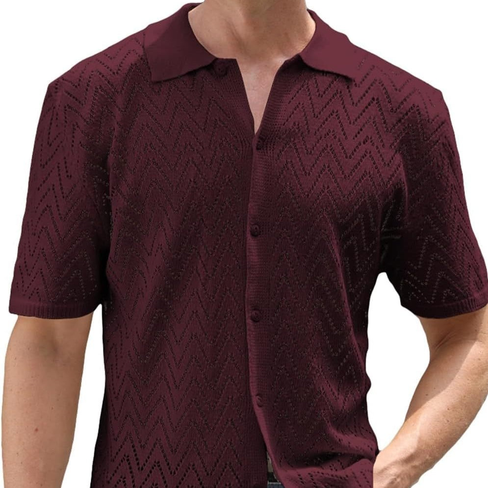 Herren Kurzarmhemd mit Lochmuster – Bild 5 | LuxeStyle