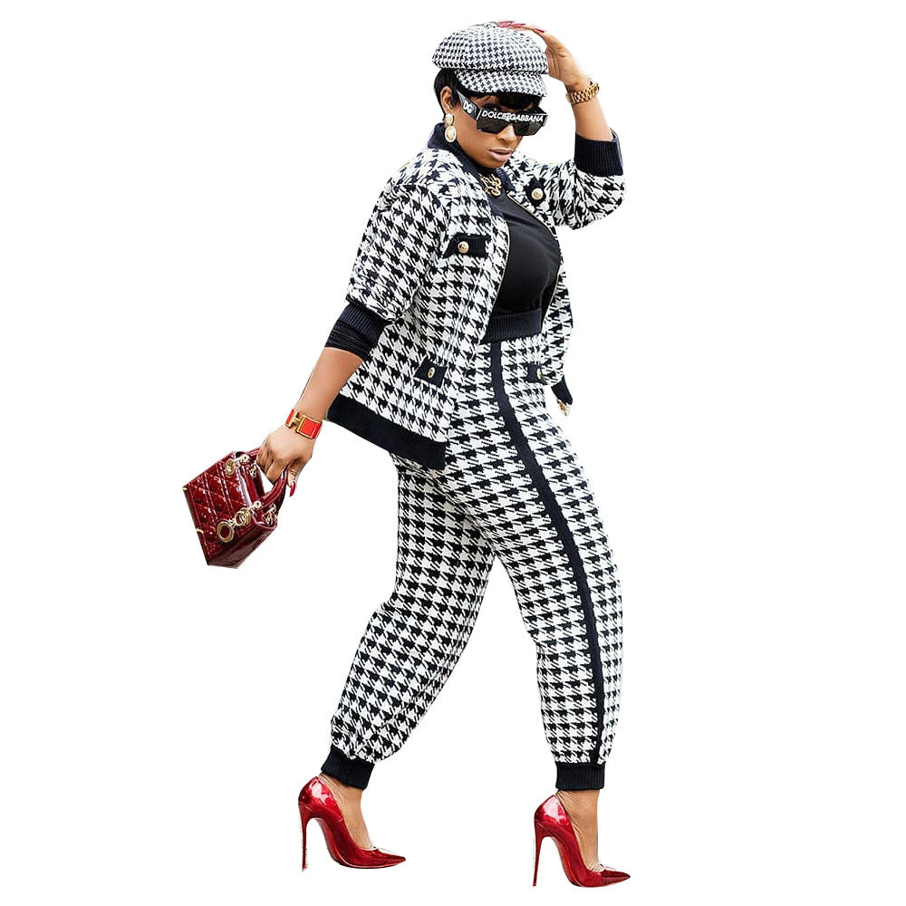 Houndstooth-Set: Jacke und Hose