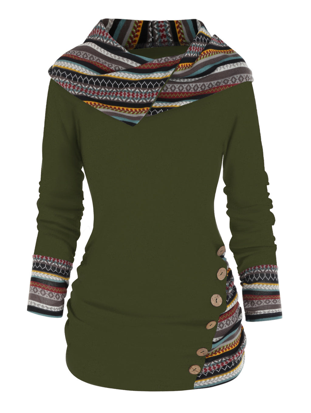 Beanie-Jacke mit geometrischem Patchwork-Muster