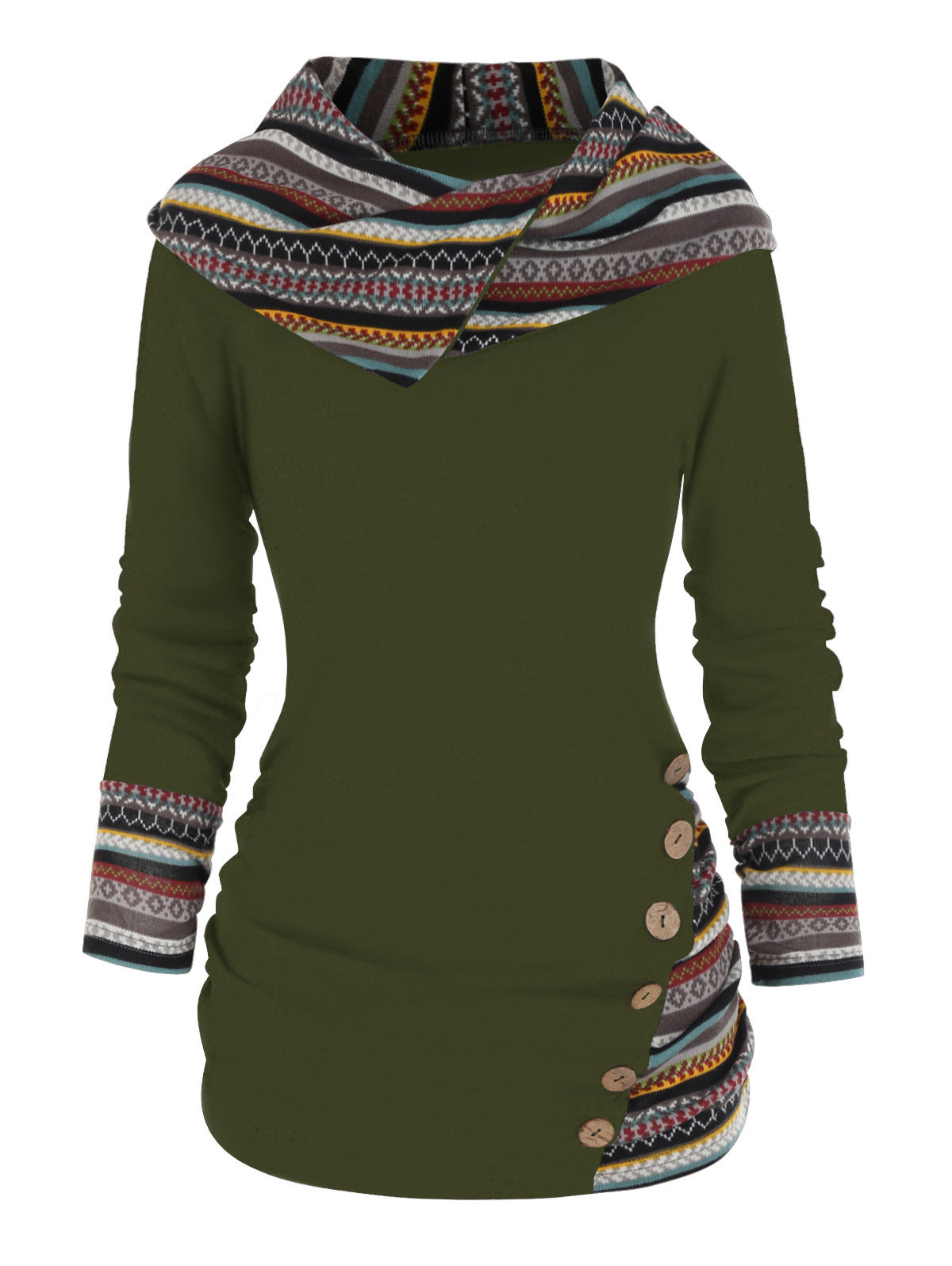 Beanie-Jacke mit geometrischem Patchwork-Muster