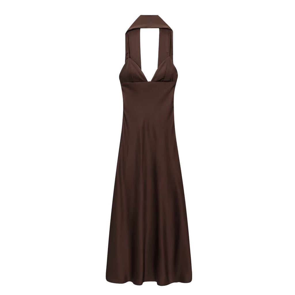 Seidenmattes Neckholder-Kleid für Damen