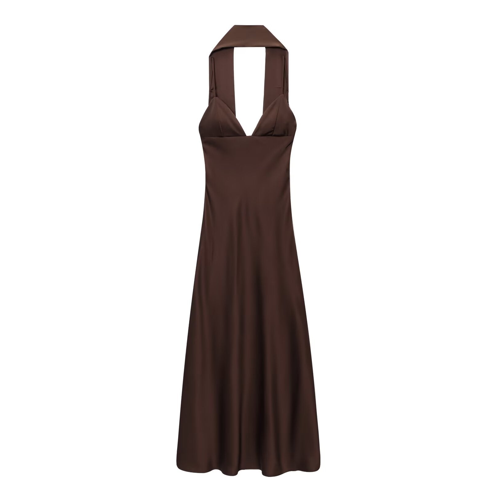 Seidenmattes Neckholder-Kleid für Damen