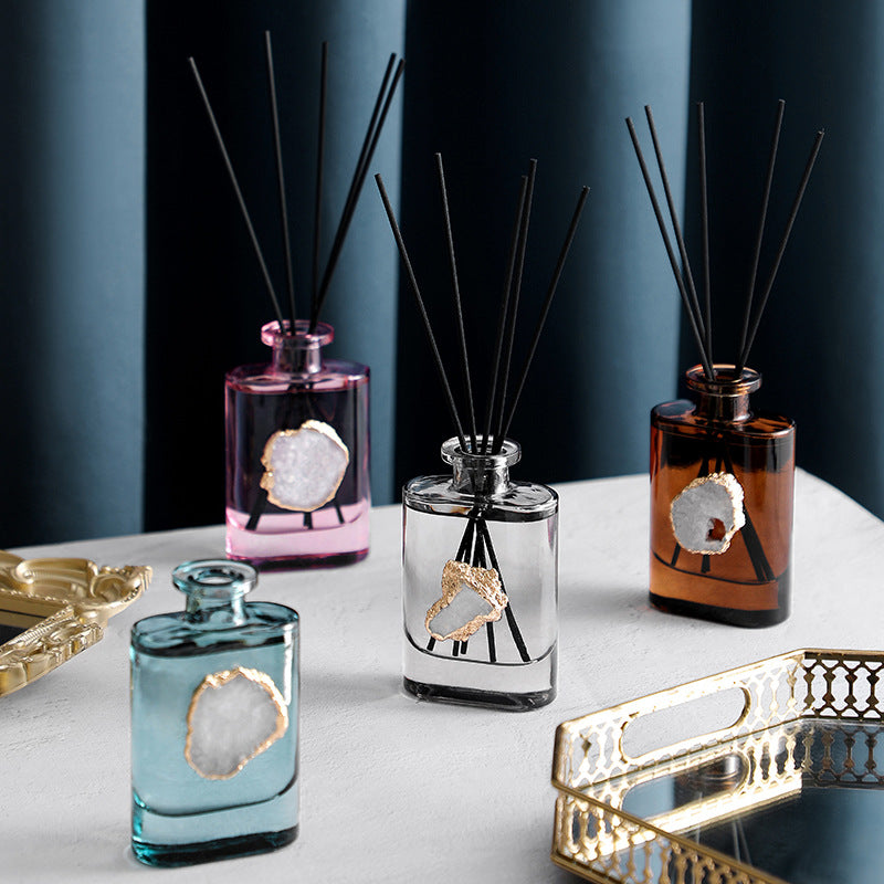 Reed-Diffuser Glasflakons mit Achat-Stein und Rattan-Stäbchen
