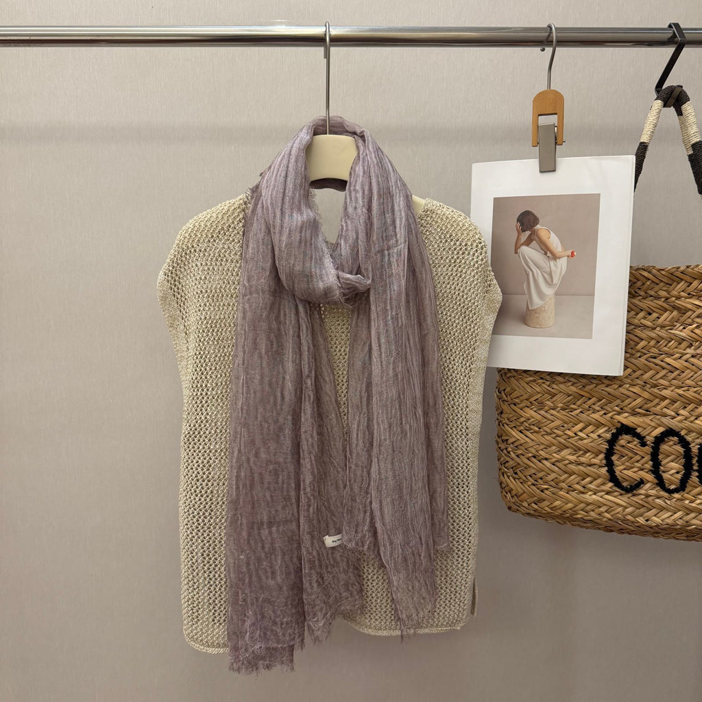 Geknitterter Baumwoll-Leinen Schal im Distressed-Look