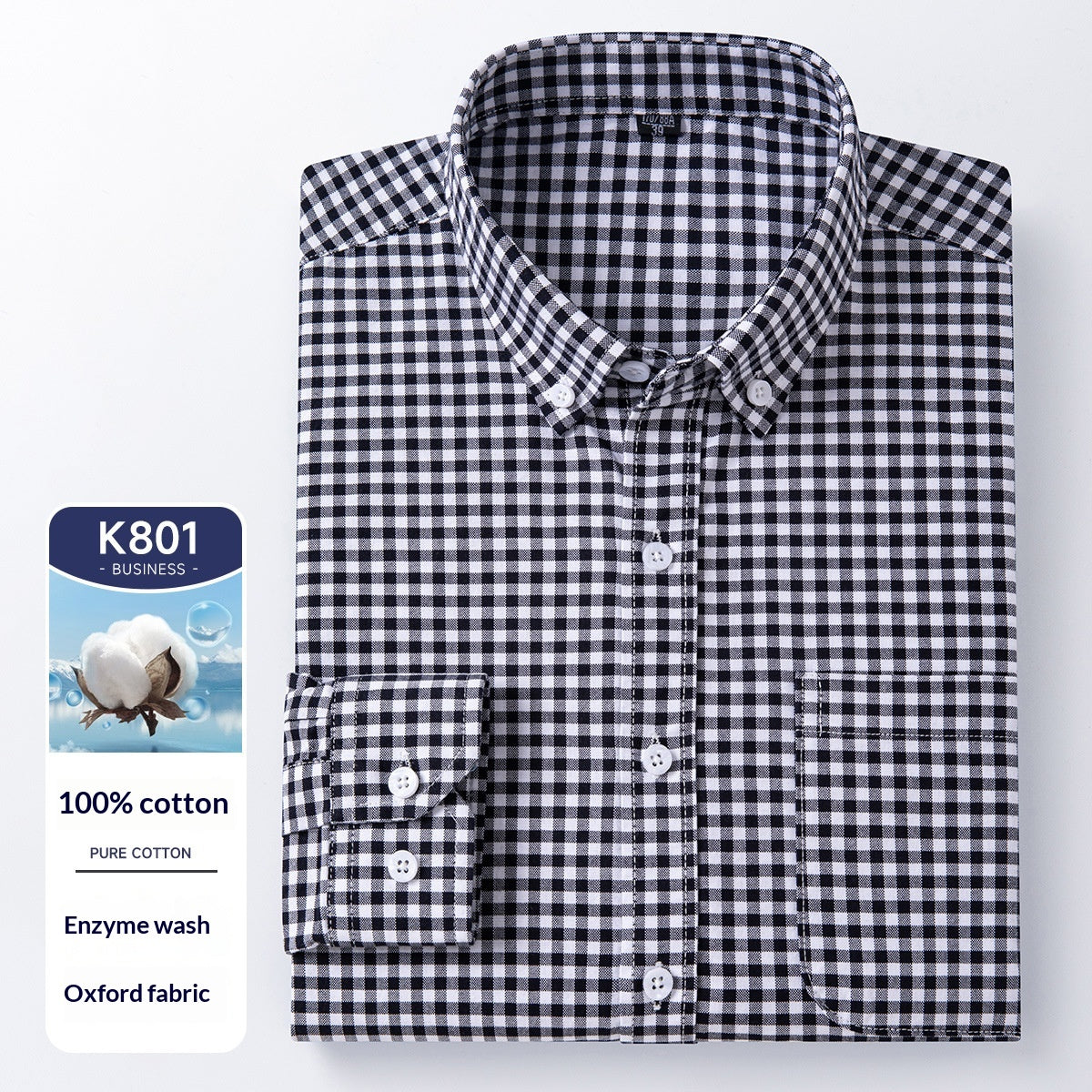 LuxeStyle Oxford Langarmhemd für Herren, Baumwolle, bügelfrei – Bild 9 – LuxeStyle Schweiz