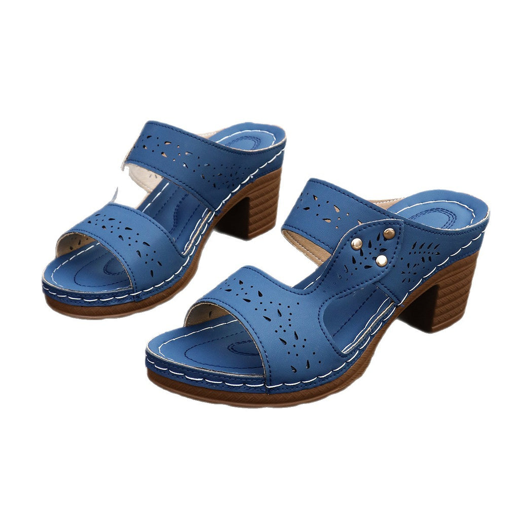 Runde Sandalen mit hohem Absatz