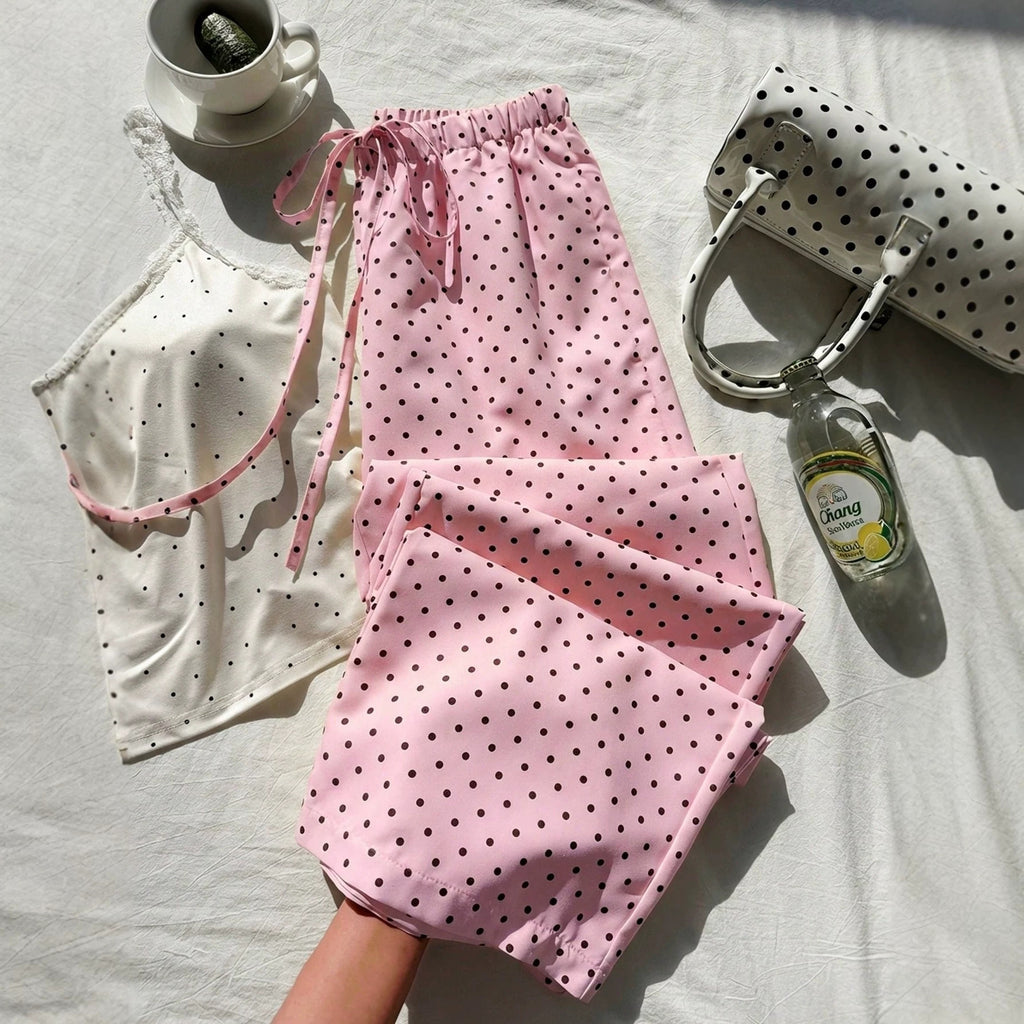 Weite Polka-Dot Hose mit Elastikbund