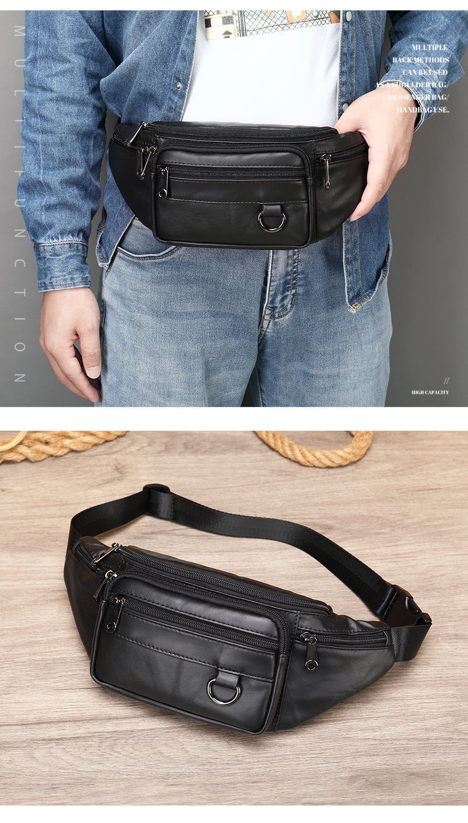 Leder-Handytasche für Herren, Crossbody