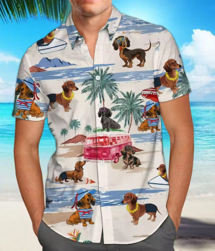 Freizeit-Hemd mit Hunde-Print für Herren – Bild 2 | LuxeStyle