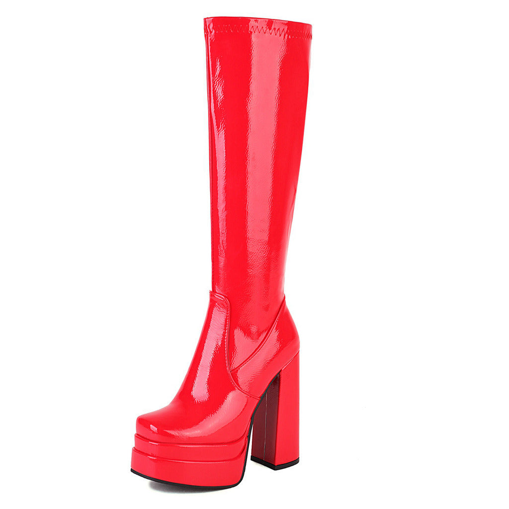 Chunky-Heel High-Top Boots mit dicker Sohle