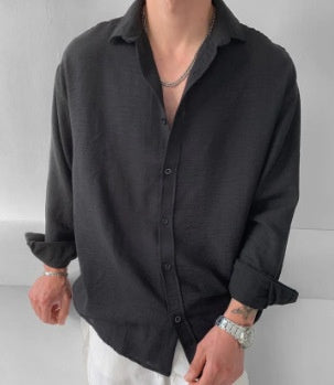 Unifarbenes Freizeithemd mit Knopfleiste für Herren – Bild 11 | LuxeStyle