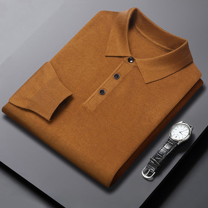 Poloshirt mit Rundhalsausschnitt, gestrickter Pullover – Bild 9 | LuxeStyle