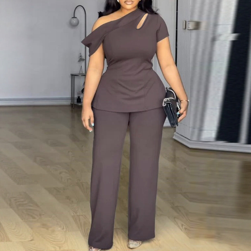 Off-Shoulder Top & High-Waist Hose Set