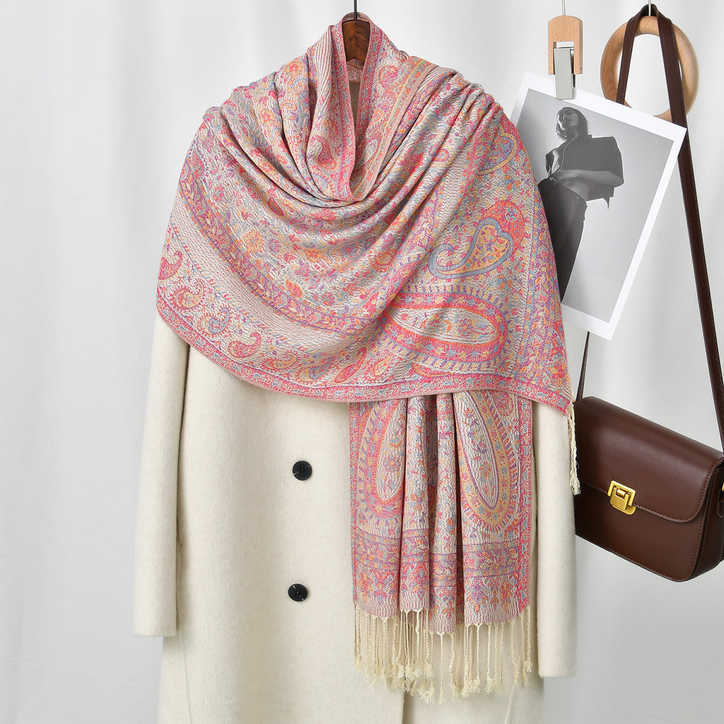 Cashew-Jacquard-Schal mit Quasten