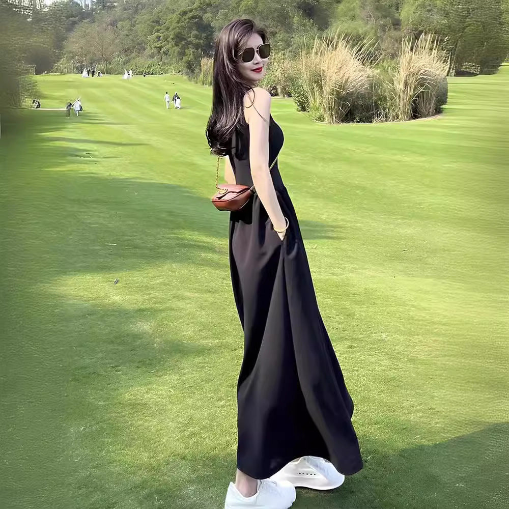 Elegantes Midi-Patchwork Trägerkleid