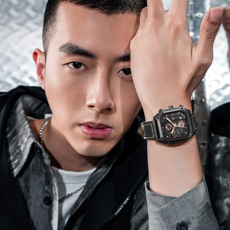 Multifunktionale Quarz-Herrenuhr, eckig – Bild 5 | LuxeStyle