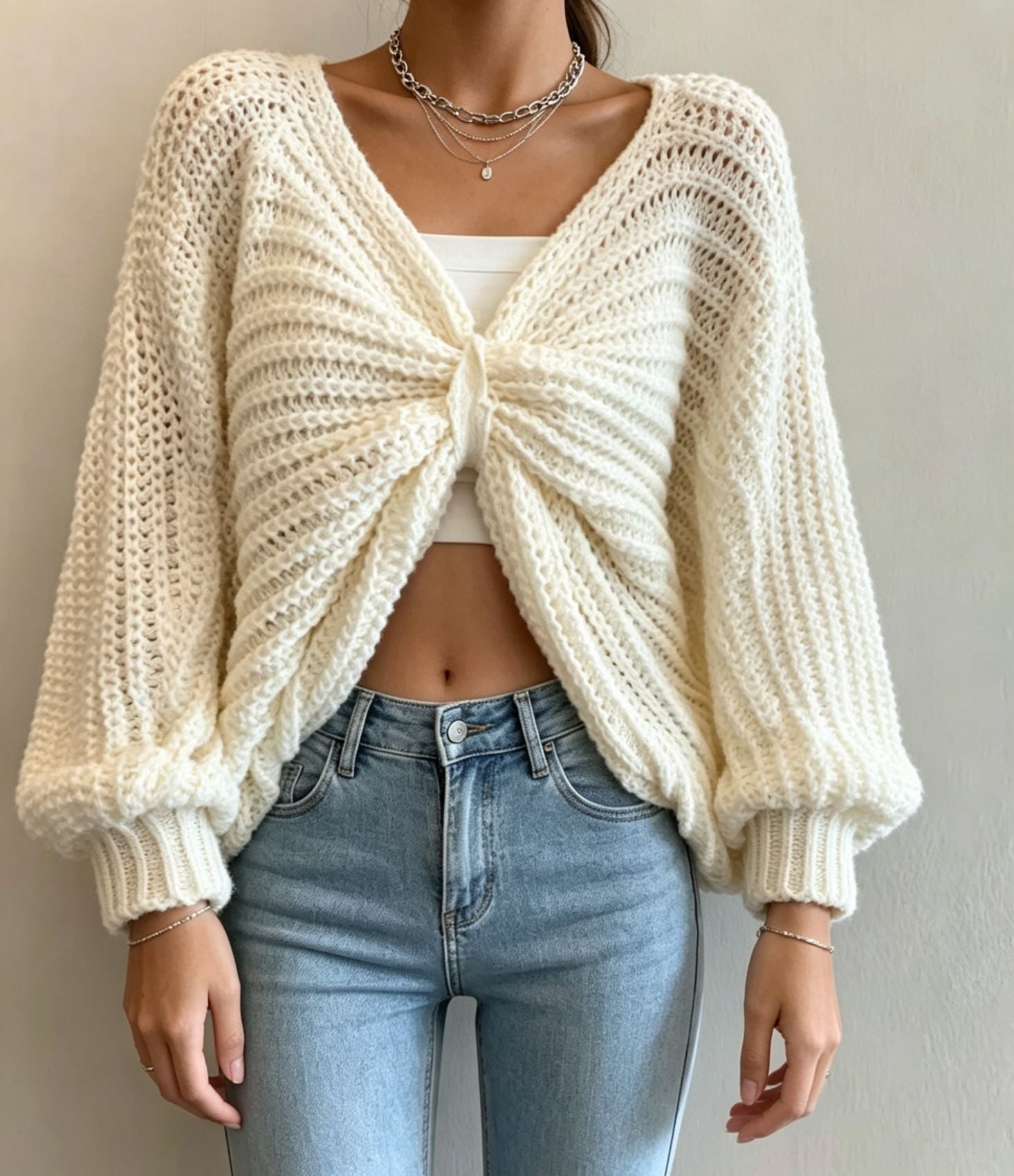 Irregulärer Strickpullover für Damen
