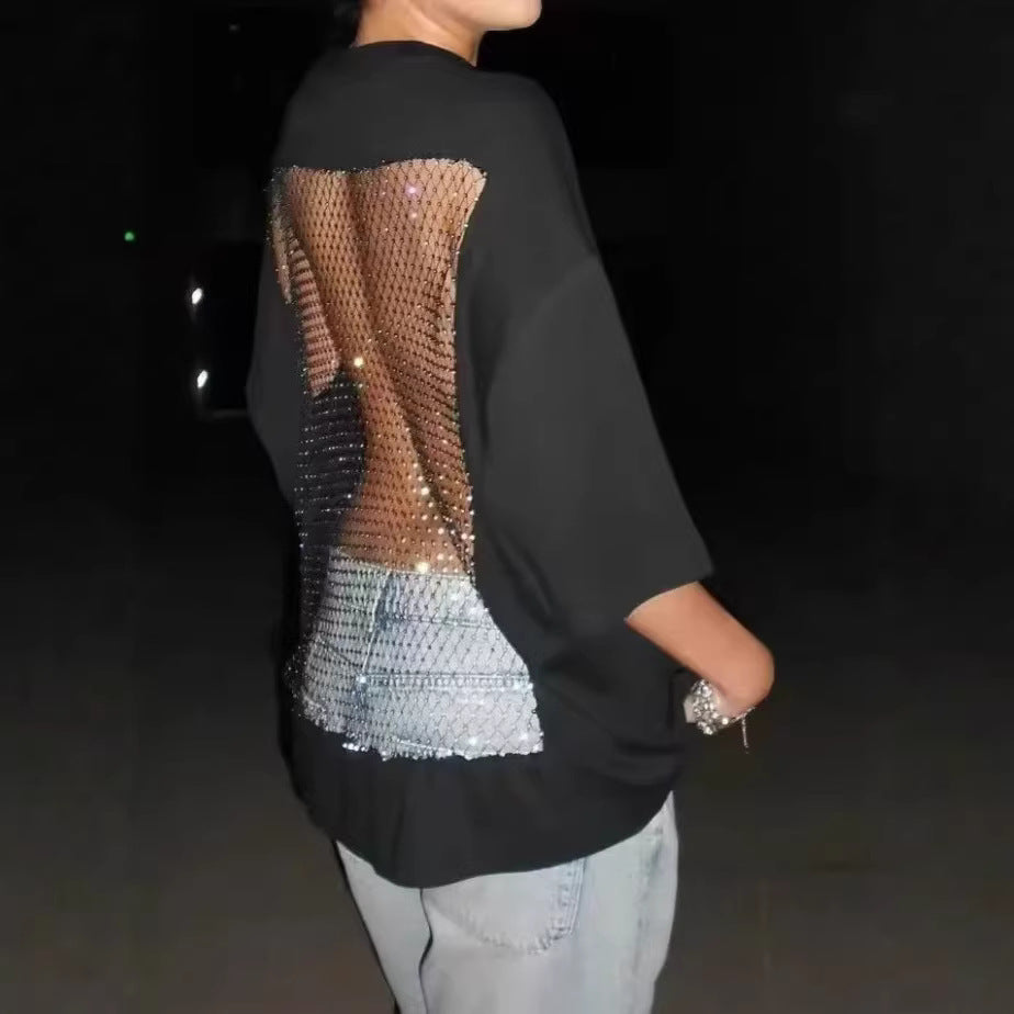 Rundhals-Pullover mit Cut-Outs und Strass