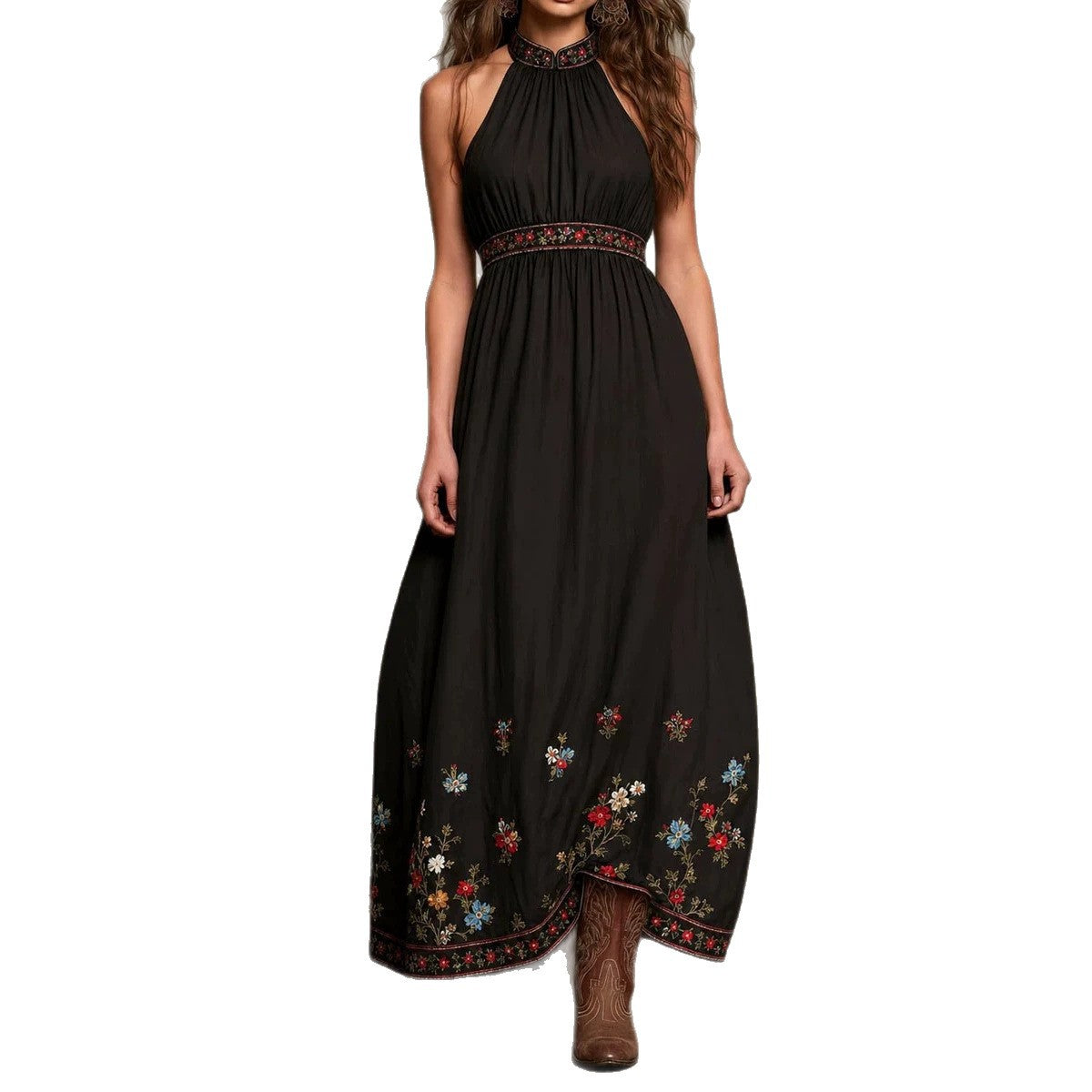 Elegantes Neckholder-Kleid mit Blumenmuster