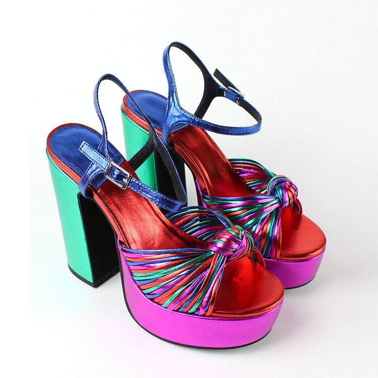Sandalen mit runden Zehen, hohem Absatz, Slingback – Bild 4 | LuxeStyle