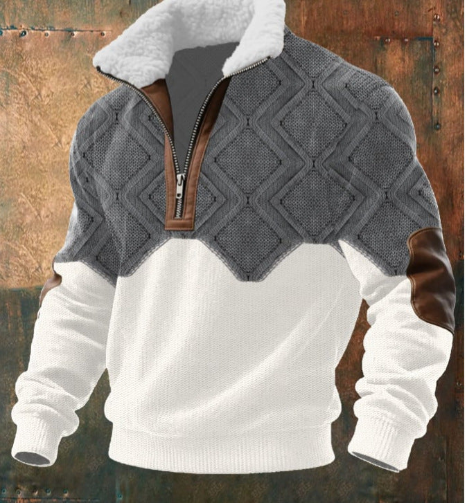 Herren Langarmshirt mit Digitaldruck und Reissverschluss