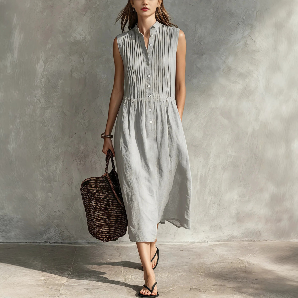 Elegantes ärmelloses Leinenkleid – Bild 11 | LuxeStyle