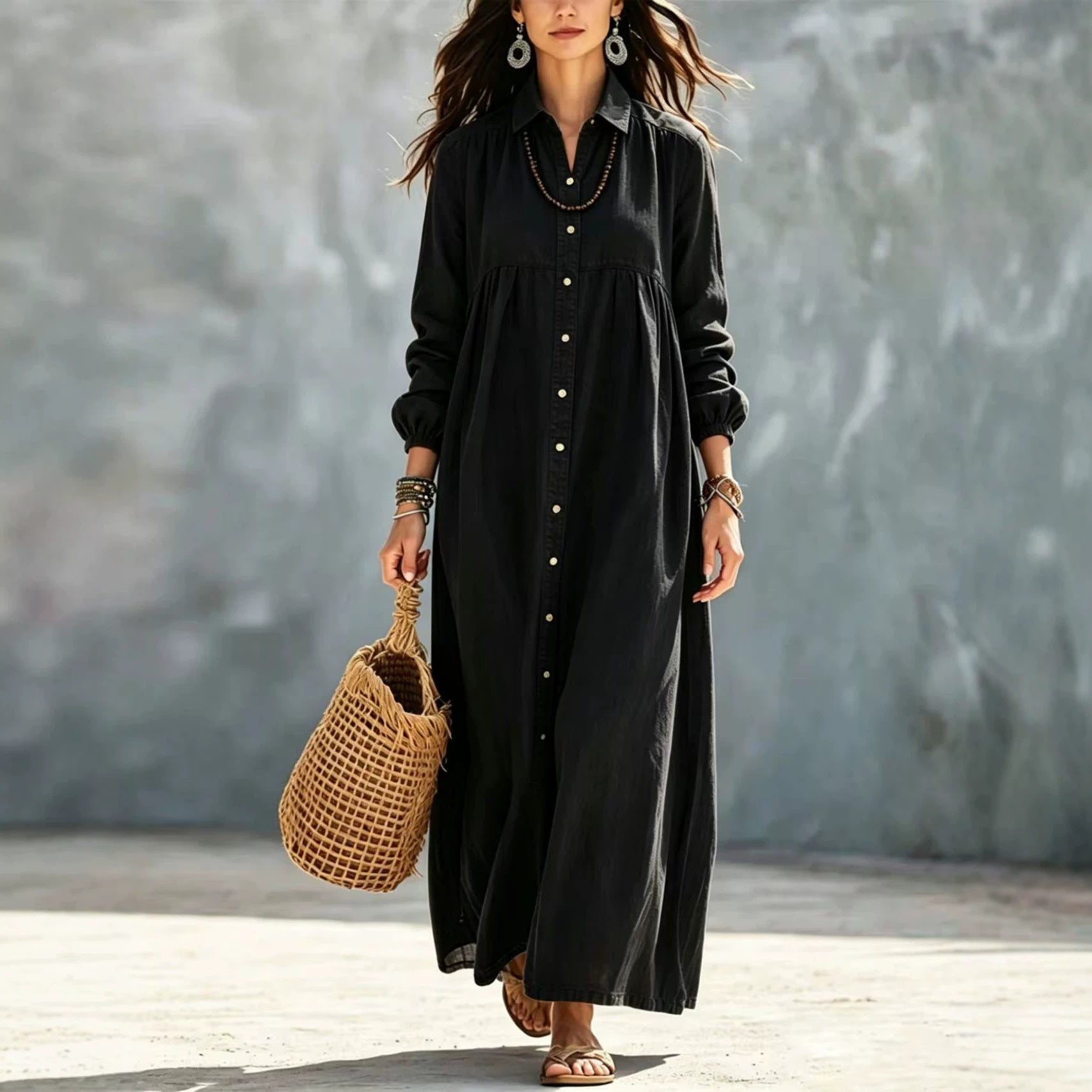 Elegantes Wickelkleid mit Laternenärmeln