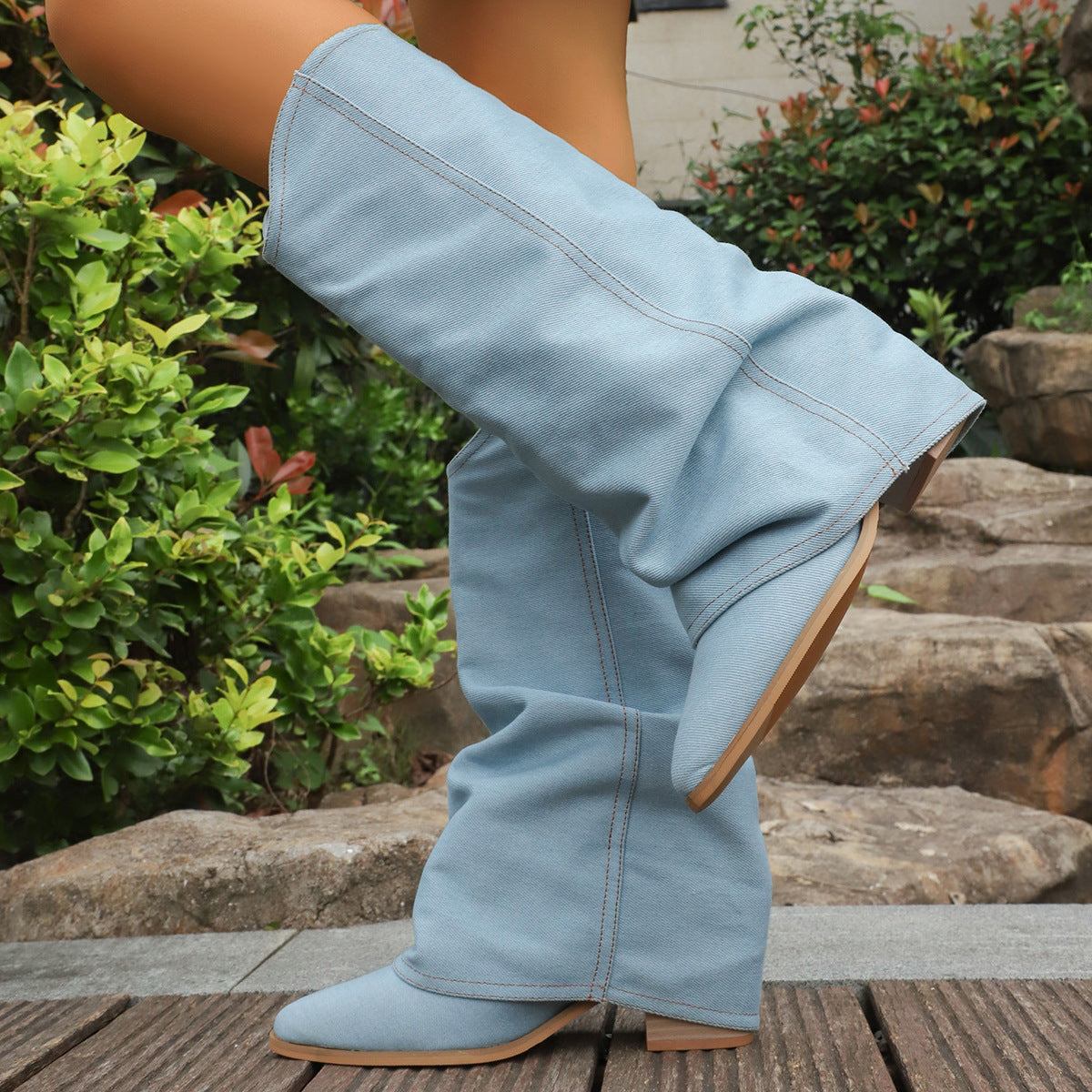 Retro Stiefel mit Chunky Absatz