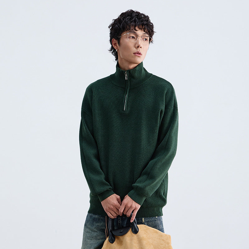 Senior-Style Pullover mit Halb-Reißverschluss