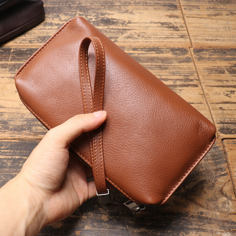 Herren-Leder-Clutch mit Reißverschluss