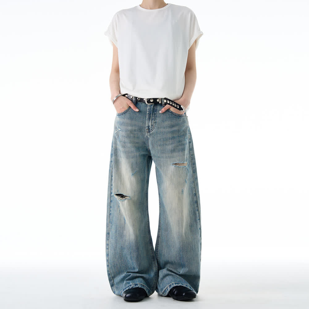 Vintage Bootcut Jeans, abgenutzt, gerissen, strukturiert