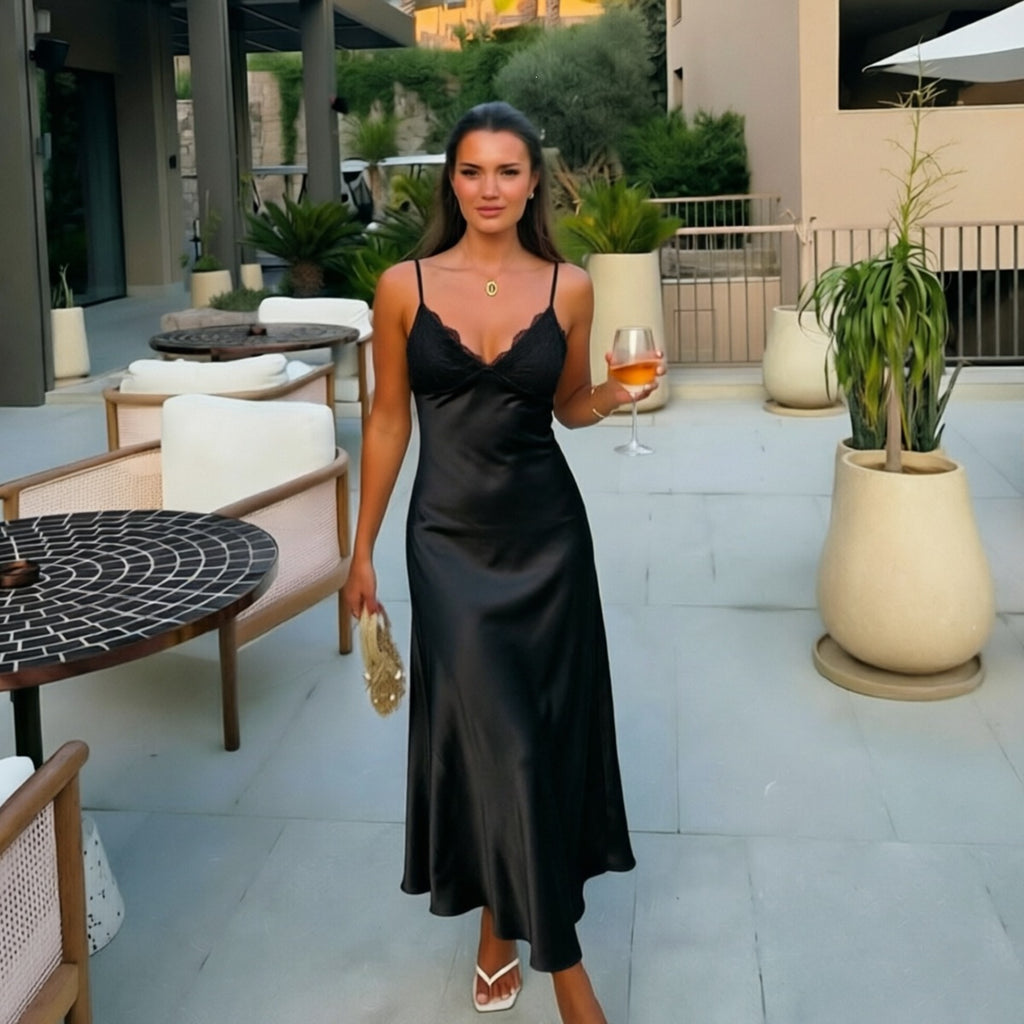 Etuikleid Satin mit Spitze – Bild 2 | LuxeStyle