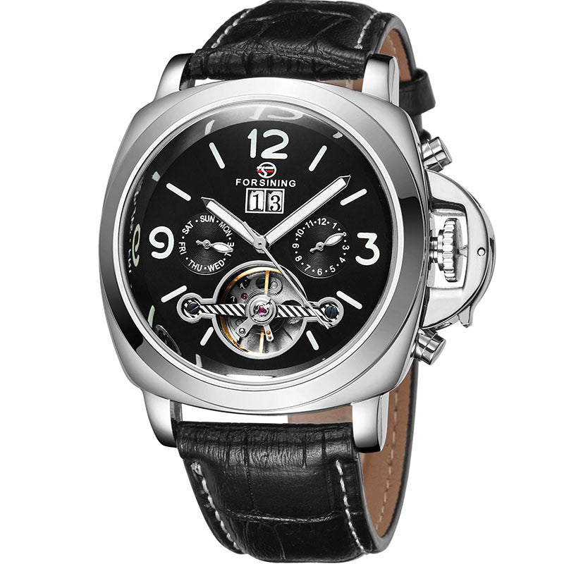 Mechanische Skelett-Herrenuhr mit Lederarmband | LuxeStyle