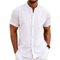 Herren-Sommerhemd «Lido» · Stehkragen, Kurzarm Leinen-Look