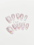 Cat Eye Oval-Kunstnägel – Transparent Fluorescent | LuxeStyle