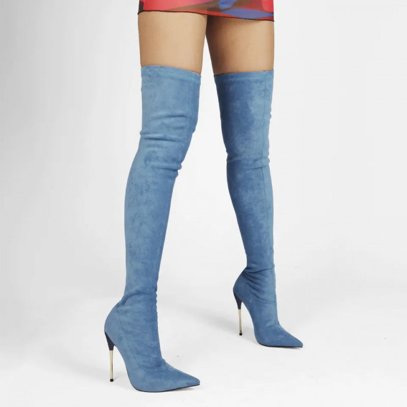 Overknee-Stiefel aus Wildlederimitat