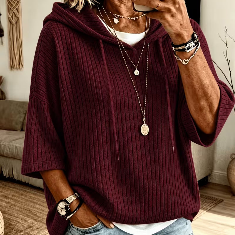 Unifarbener Hoodie mit doppelter Kapuze