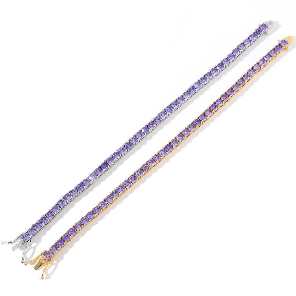 Tennis-Armband mit 4mm lila Zirkonia