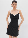 Französisches Mini-Kleid mit Farbblock-Trägern – Bild 7 | LuxeStyle