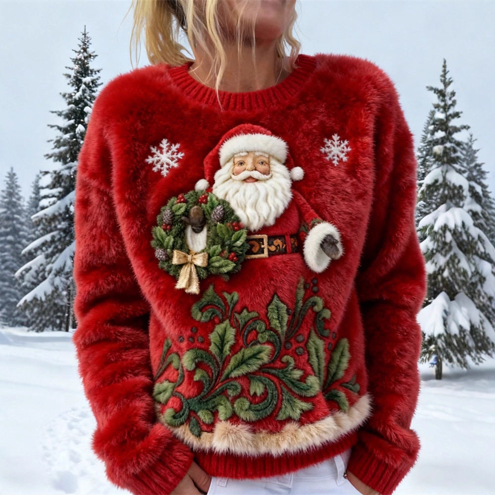 Weihnachtsmuster-Fleece-Hoodie