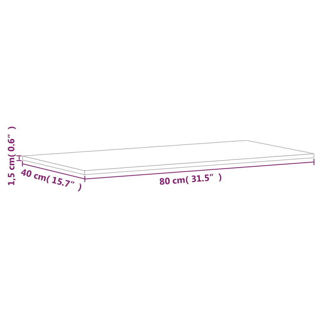 Tischplatte Buche Massivholz 80x40x1.5 cm