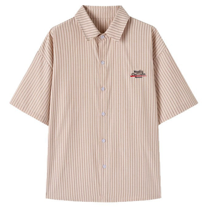 Gestreiftes Kurzarm-Shirt mit Stickerei