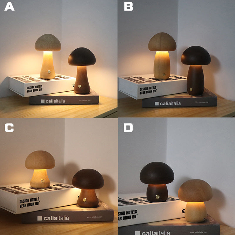 Holz-Pilz Nachtlicht mit Touch-Schalter